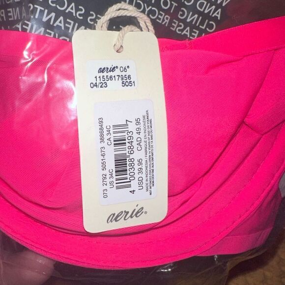 Aerie || NWTs Smoothez Full Coverage Lightly Lined Hot Pink Bra 34C - Picture 2 of 4